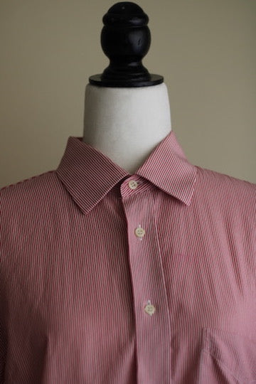 Camisa alfaiataria as riscas vermelho e branco algodão 42