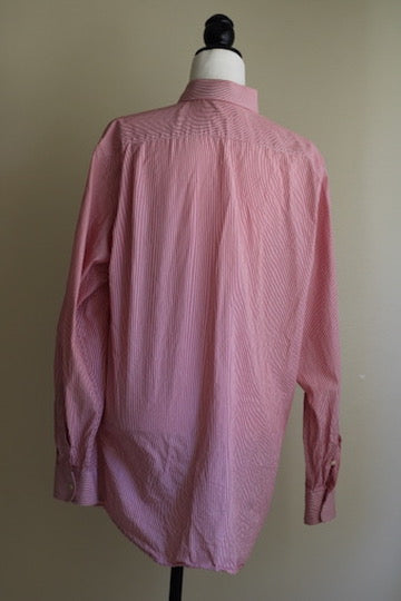 Camisa alfaiataria as riscas vermelho e branco algodão 42