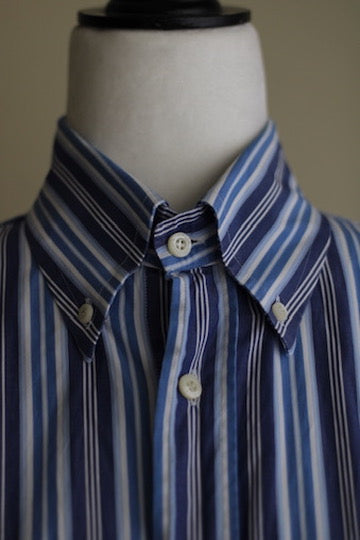 Camisa azul listrada vintage algodão Stradella 40