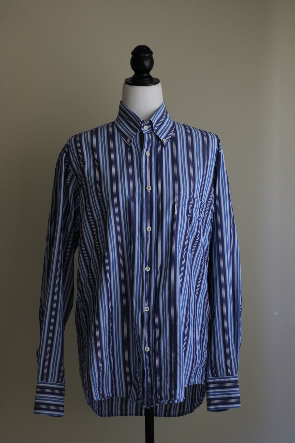 Camisa azul listrada vintage algodão Stradella 40