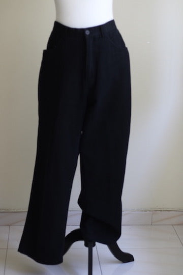 Calça preta jeans mom wide leg vintage 44 Selfide