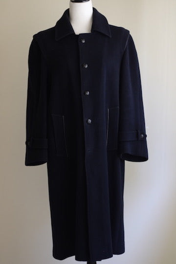 Casaco sobretudo azul marinho lã vintage XL