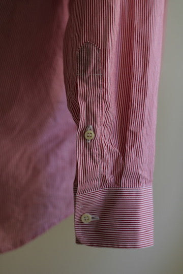 Camisa alfaiataria as riscas vermelho e branco algodão 42
