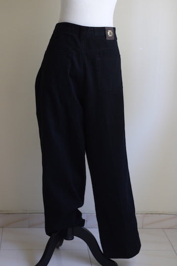Calça preta jeans mom wide leg vintage 44 Selfide