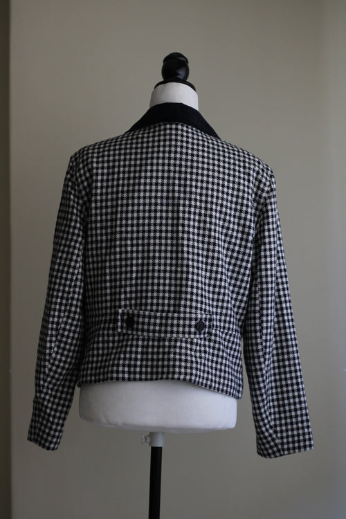 Blazer vintage pied-de-poule preto e branco Top Coat