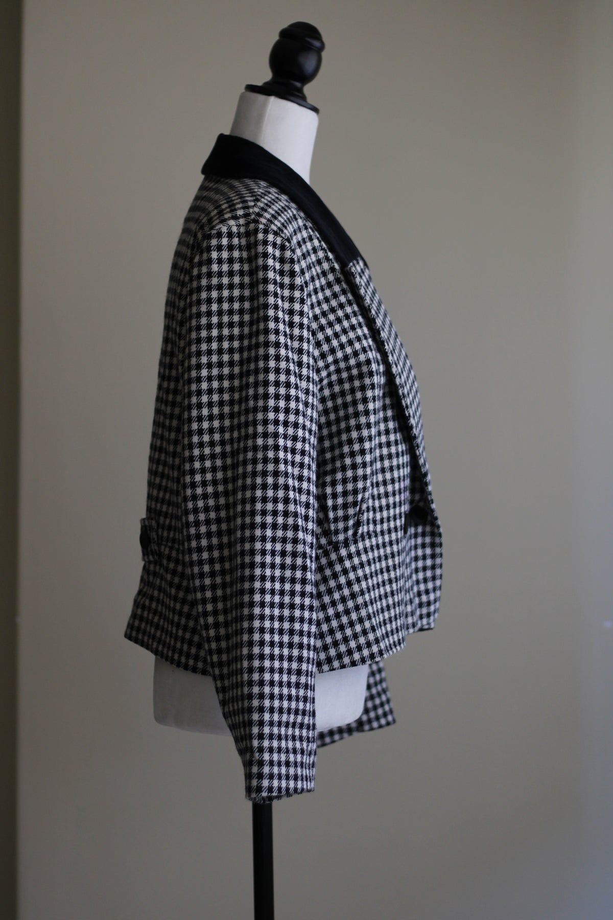 Blazer vintage pied-de-poule preto e branco Top Coat