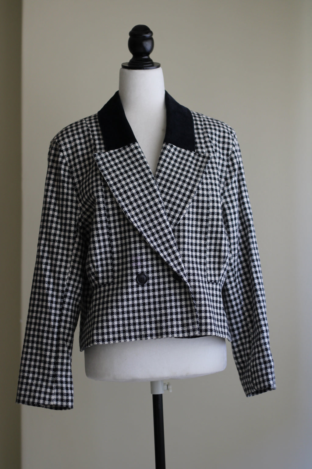 Blazer vintage pied-de-poule preto e branco Top Coat