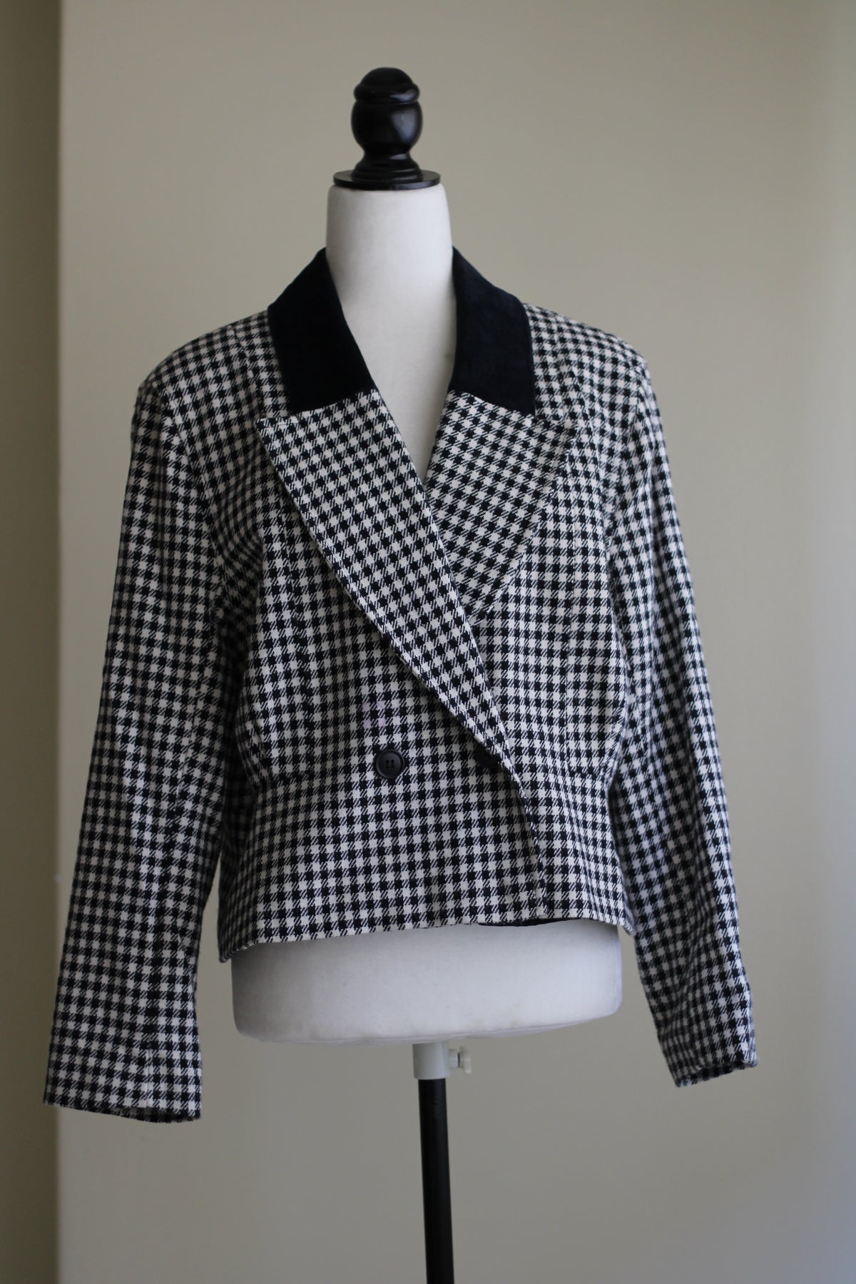 Blazer vintage pied-de-poule preto e branco Top Coat