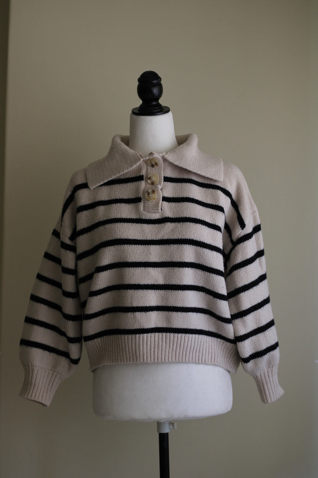 Camisola Navy riscas gola Polo L