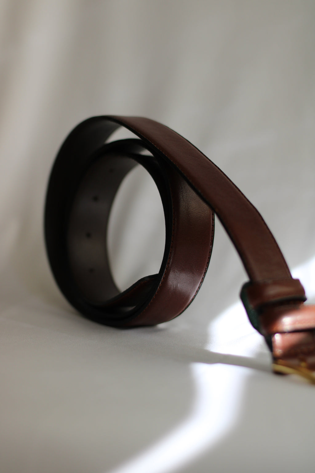 Cinto Vintage em Pele Castanha 119cm Valiju