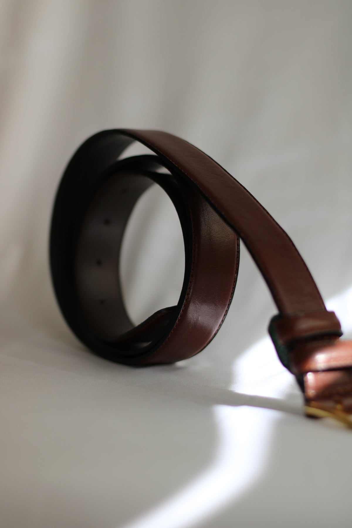 Cinto Vintage em Pele Castanha 119cm Valiju