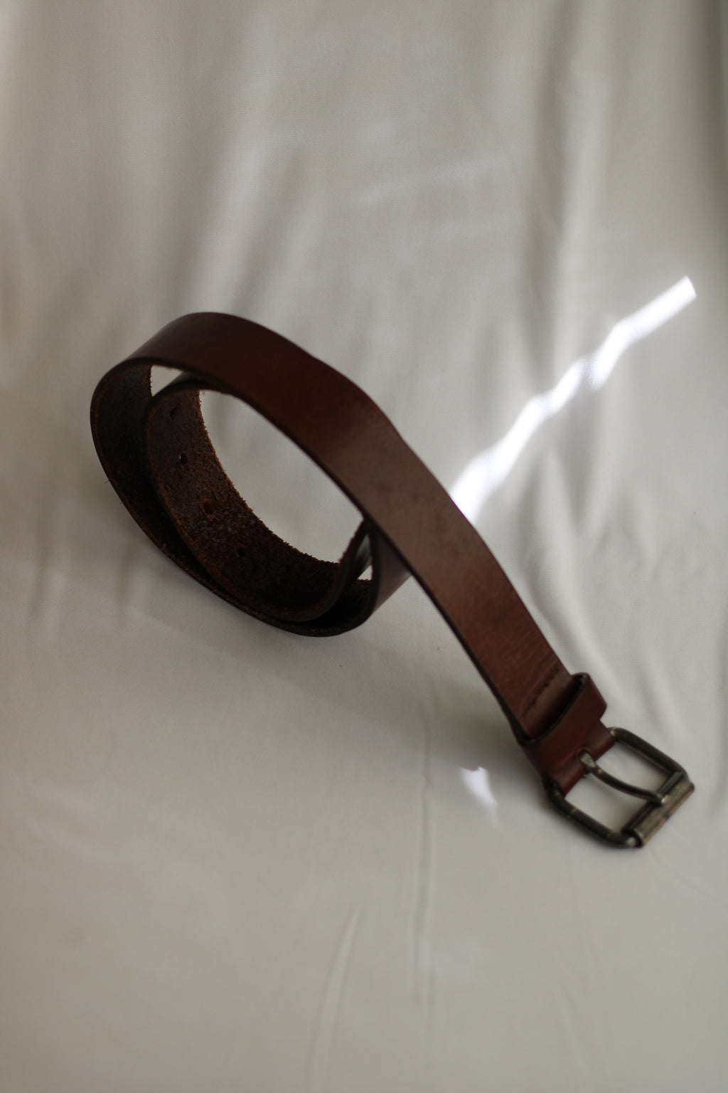 Cinto Vintage em Pele Castanha 94cm