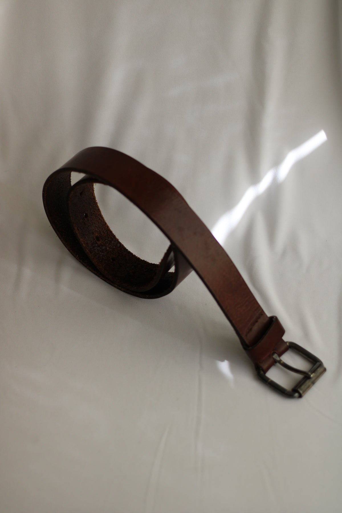 Cinto Vintage em Pele Castanha 94cm