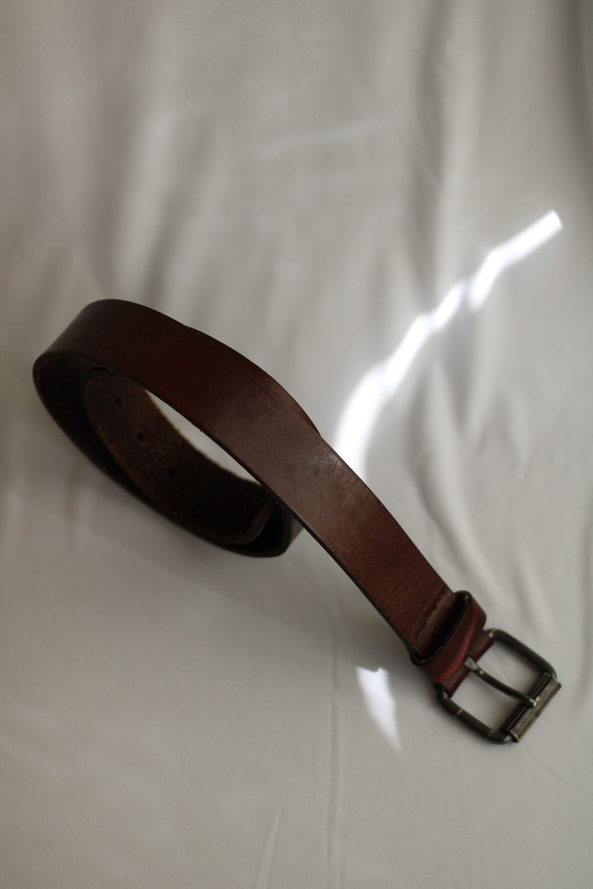 Cinto Vintage em Pele Castanha 94cm