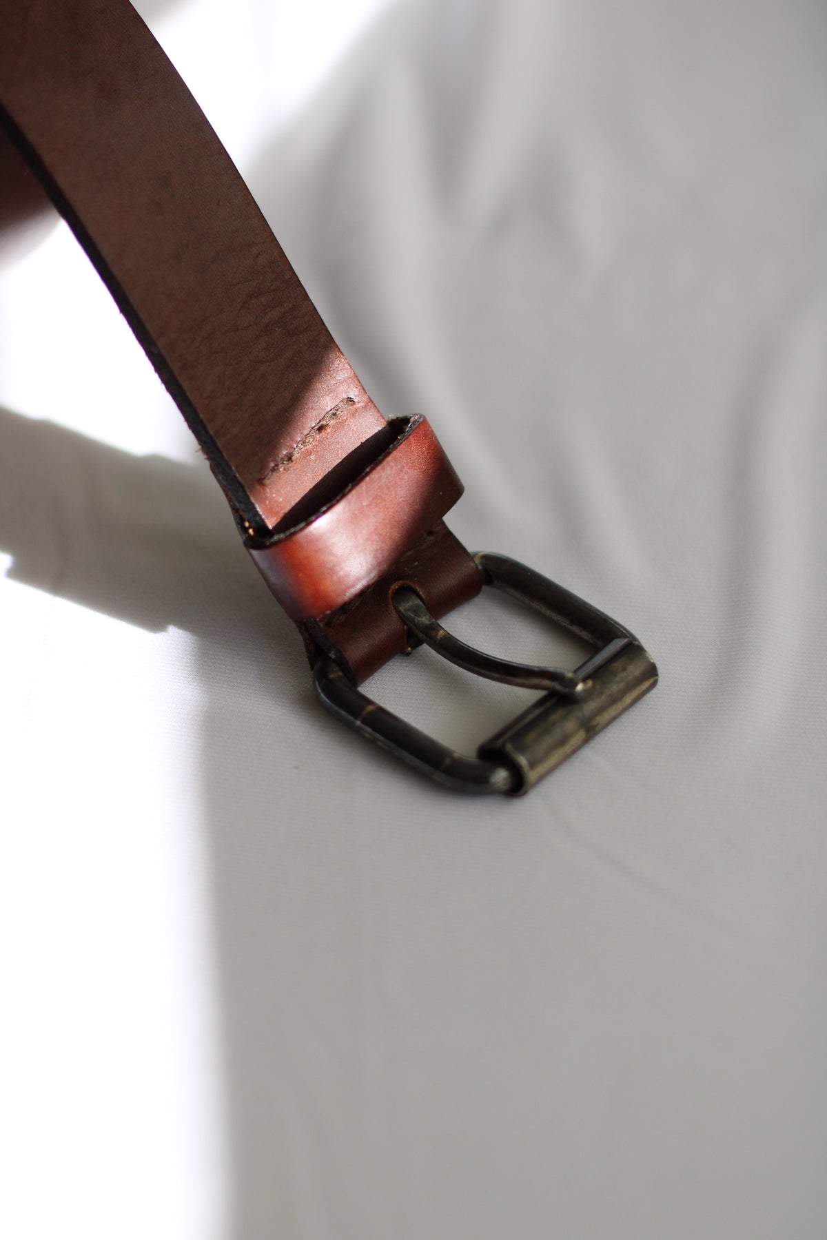 Cinto Vintage em Pele Castanha 94cm