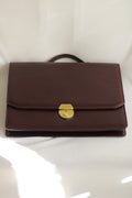 Mala Vintage em Pele Castanha com Fecho Dourado