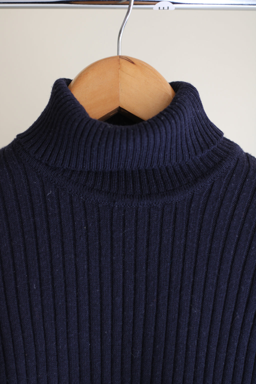 Camisola Turtleneck Zara XL em Malha Canelada Azul-Marinho