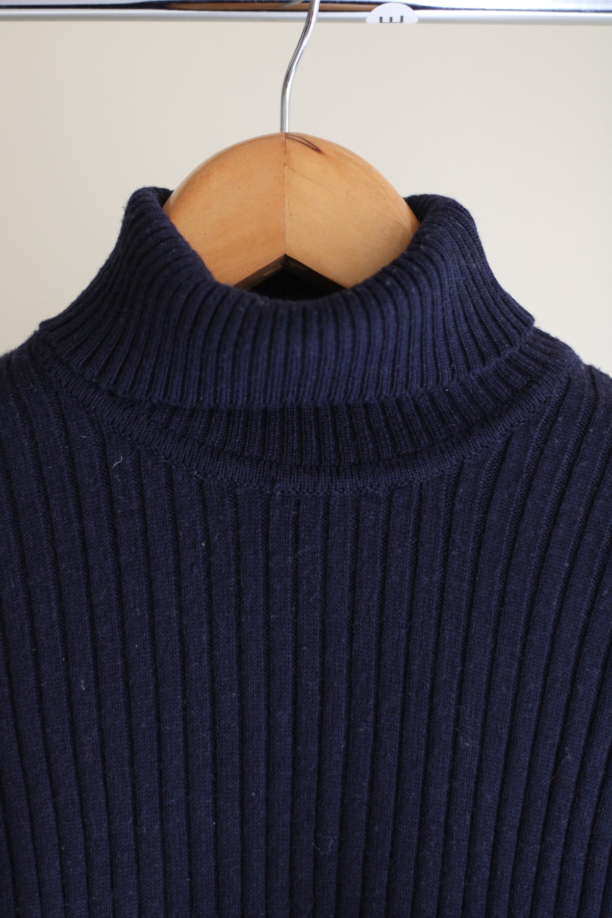 Camisola Turtleneck Zara XL em Malha Canelada Azul-Marinho