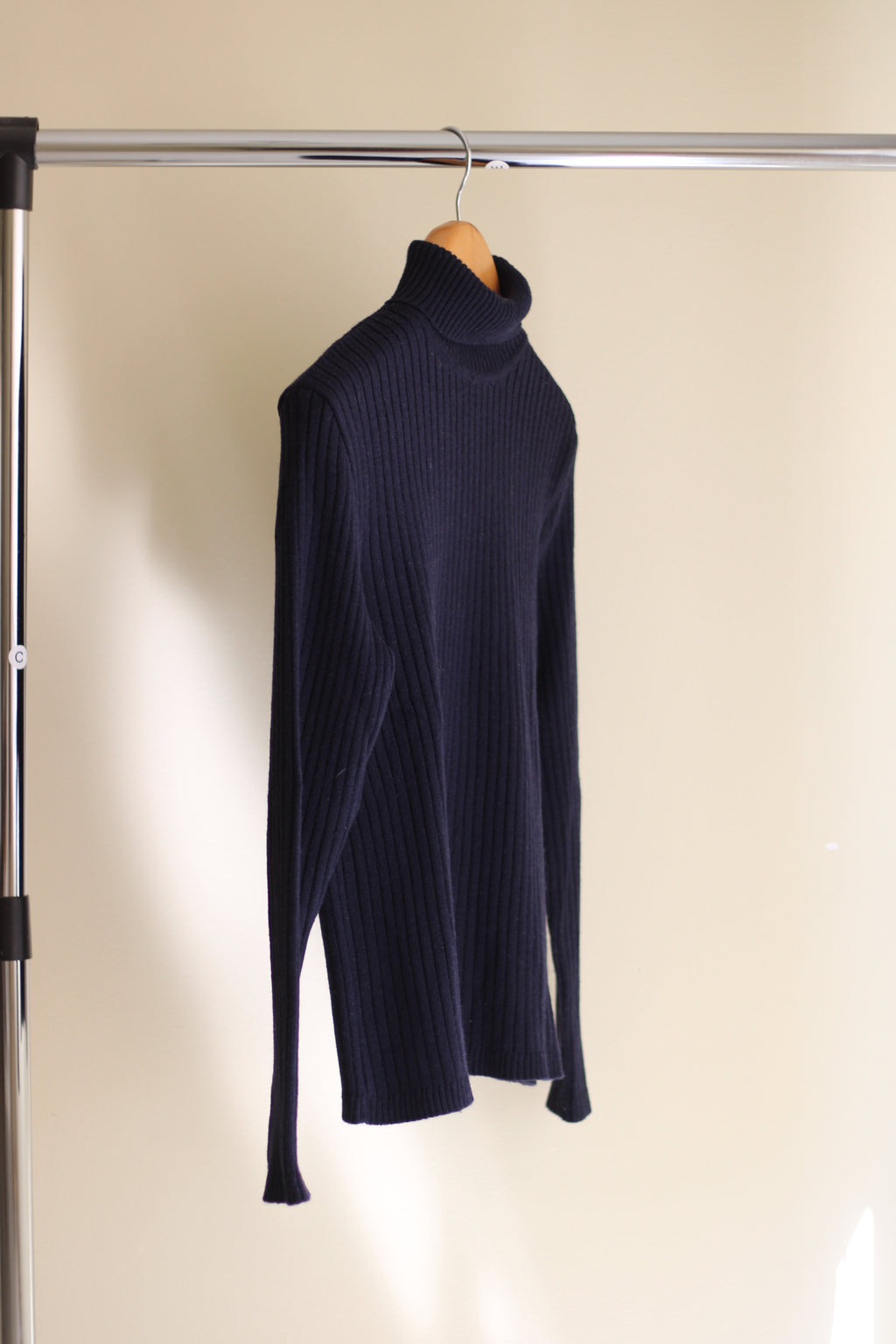Camisola Turtleneck Zara XL em Malha Canelada Azul-Marinho