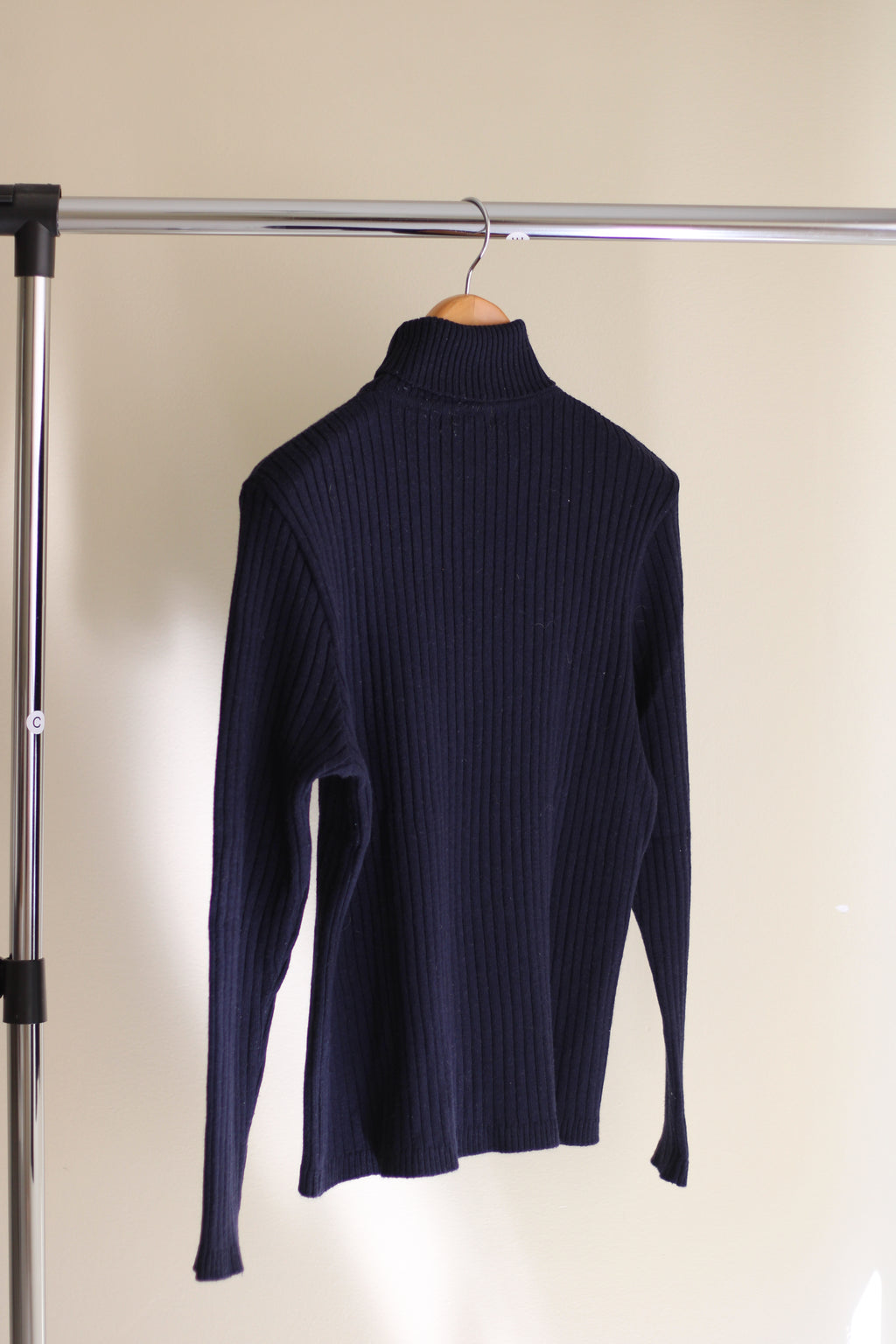 Camisola Turtleneck Zara XL em Malha Canelada Azul-Marinho