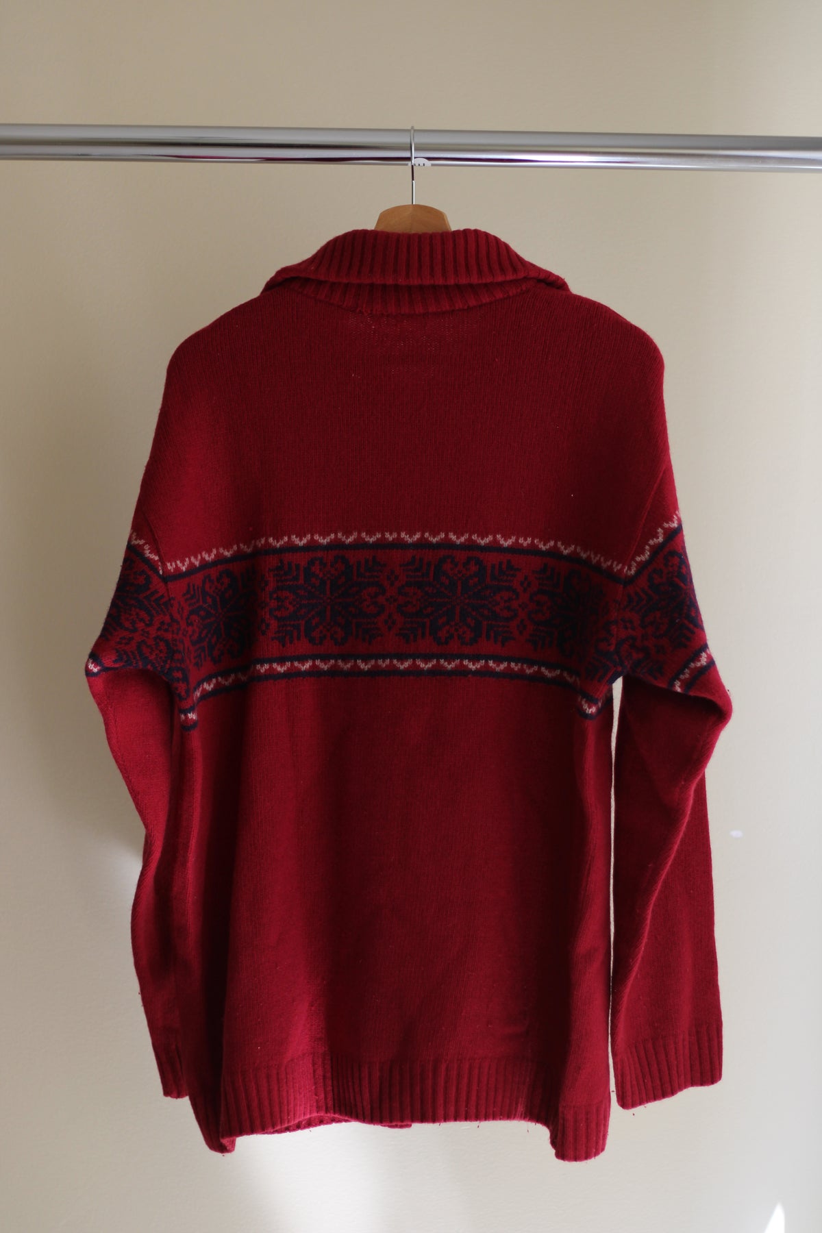 Camisola de lã Bordô com Padrão Nórdico L/XL