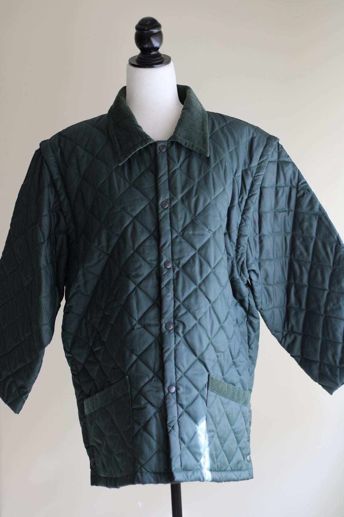 Casaco acolchoado verde vintage 2 em 1 XL