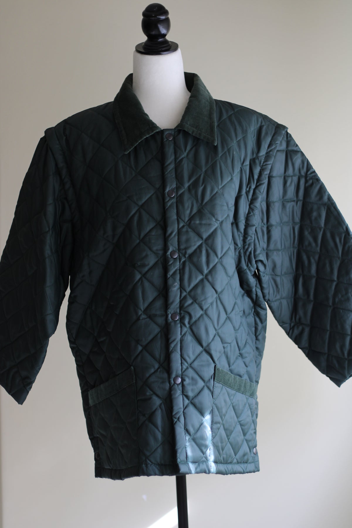 Casaco acolchoado verde vintage 2 em 1 XL