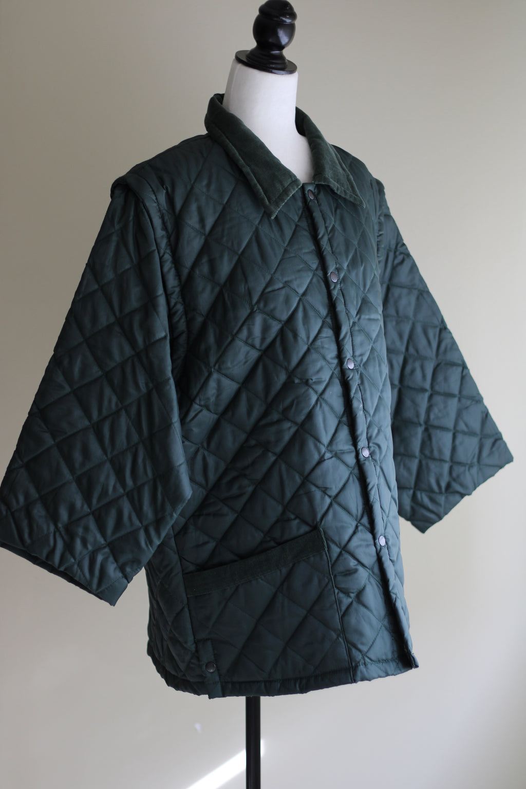 Casaco acolchoado verde vintage 2 em 1 XL