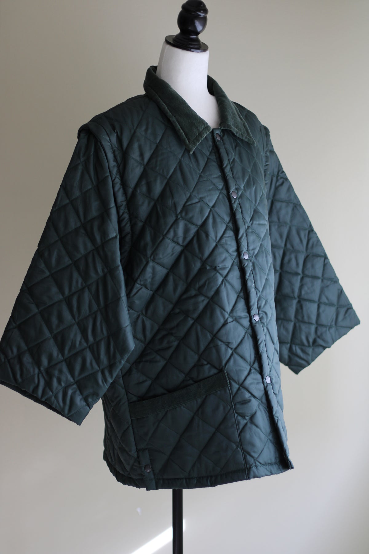 Casaco acolchoado verde vintage 2 em 1 XL