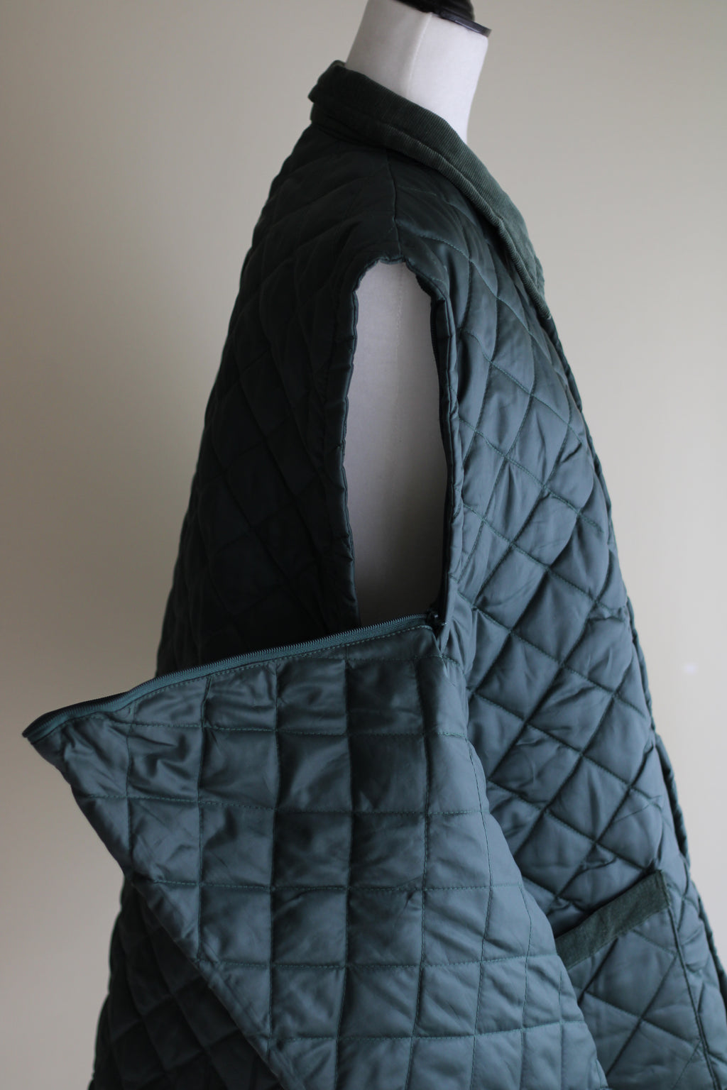 Casaco acolchoado verde vintage 2 em 1 XL