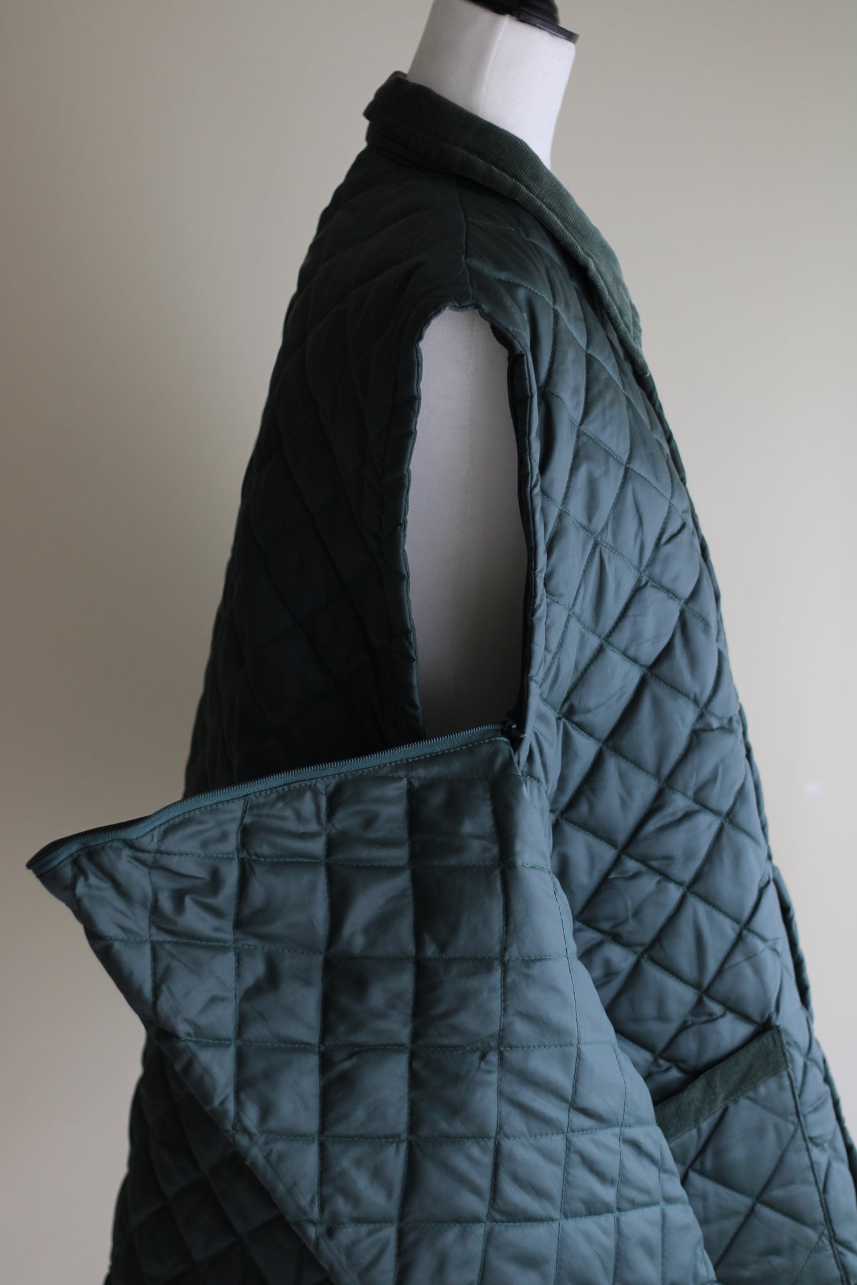 Casaco acolchoado verde vintage 2 em 1 XL