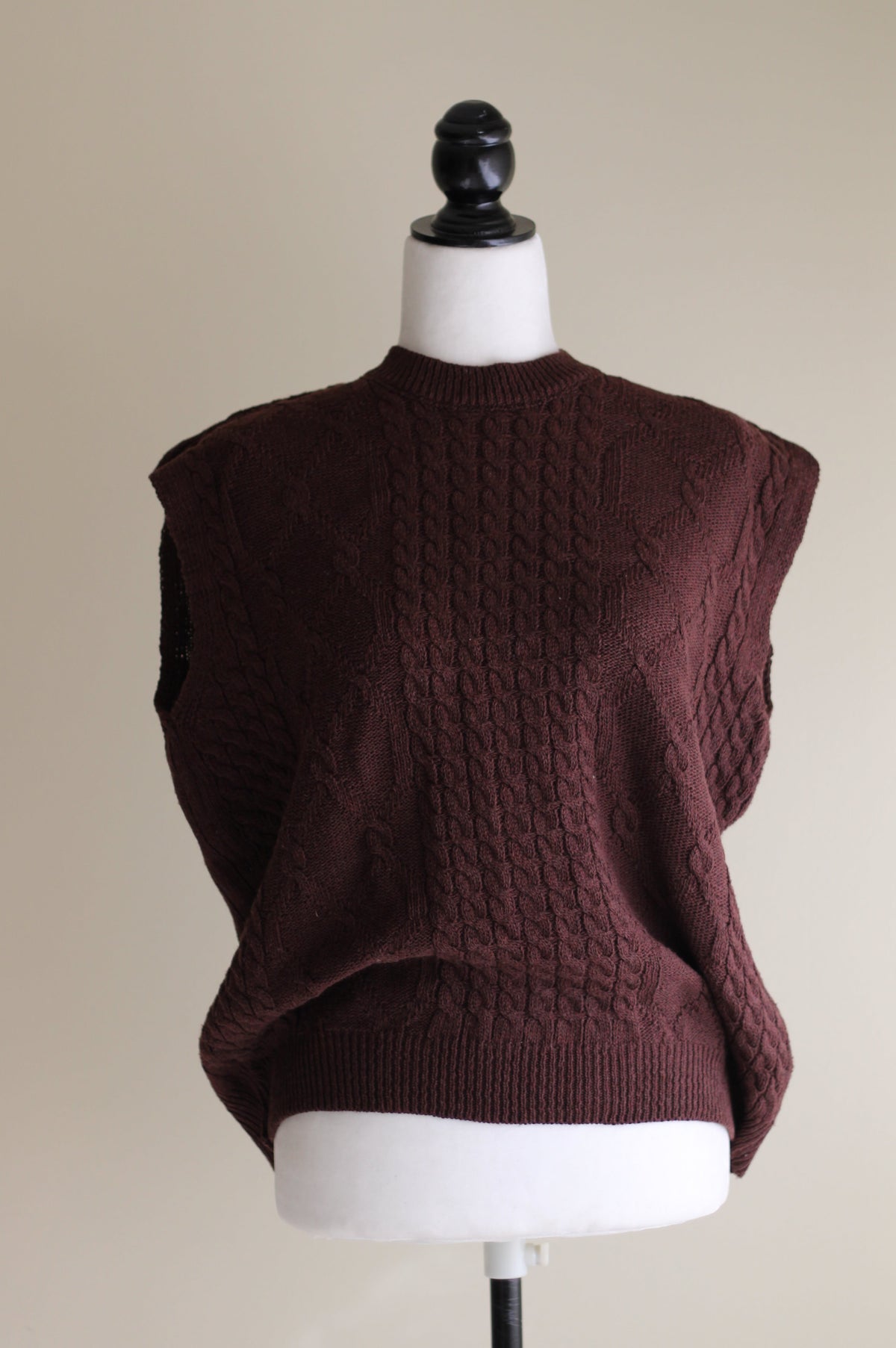 Colete de tricot feminino castanho S-L