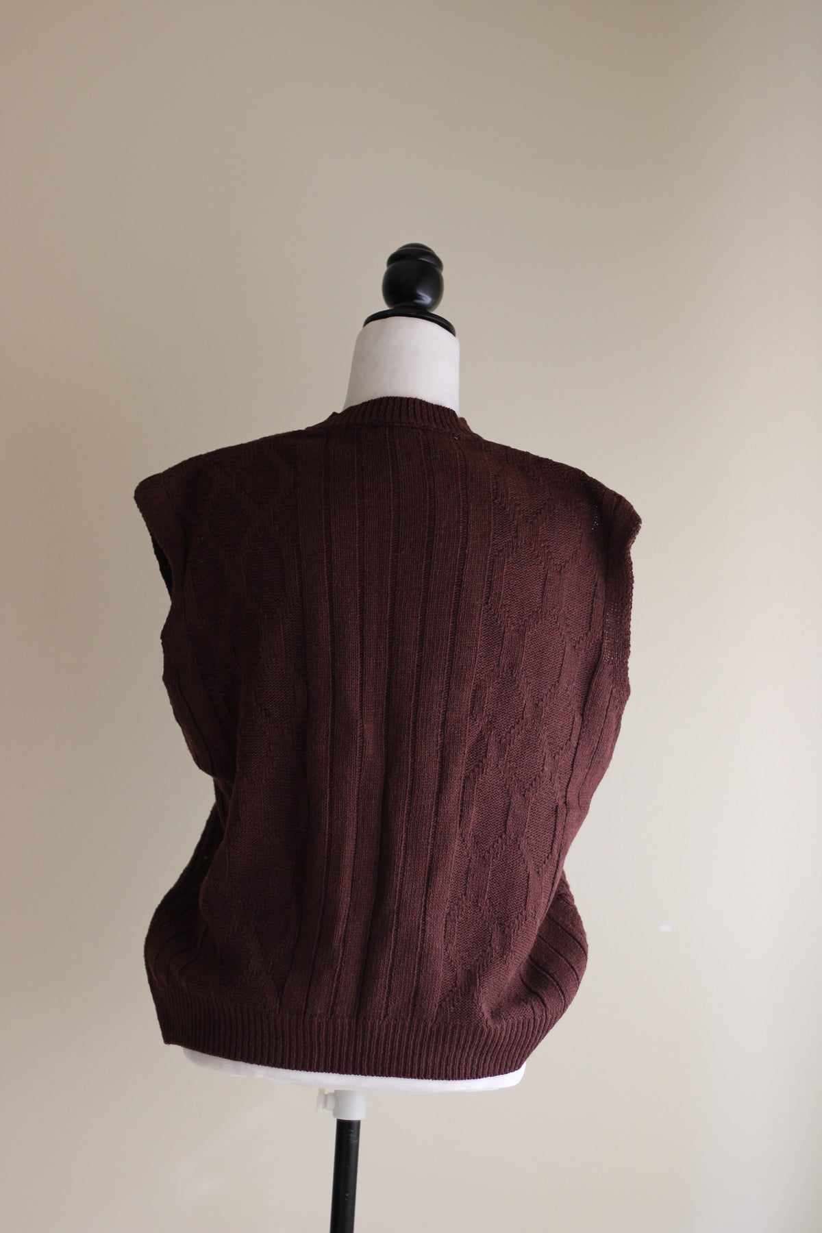 Colete de tricot feminino castanho S-L