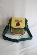 Mala Vintage Four Roses Bourbon 18x20 cm – Bolsa Tiracolo Retrô Verde e Amarela