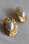 Brincos Vintage em Aço Inoxidável Dourado com Pérola – Elegantes e Sofisticados