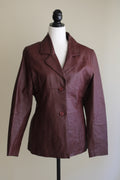 Blazer vintage Republika em pele bordeaux, vista frontal
