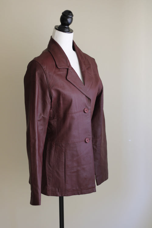 Blazer Republika em pele bordeaux, vista de lado