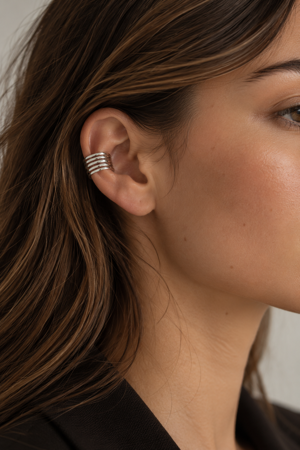 Earcuff aço inoxidável prata
