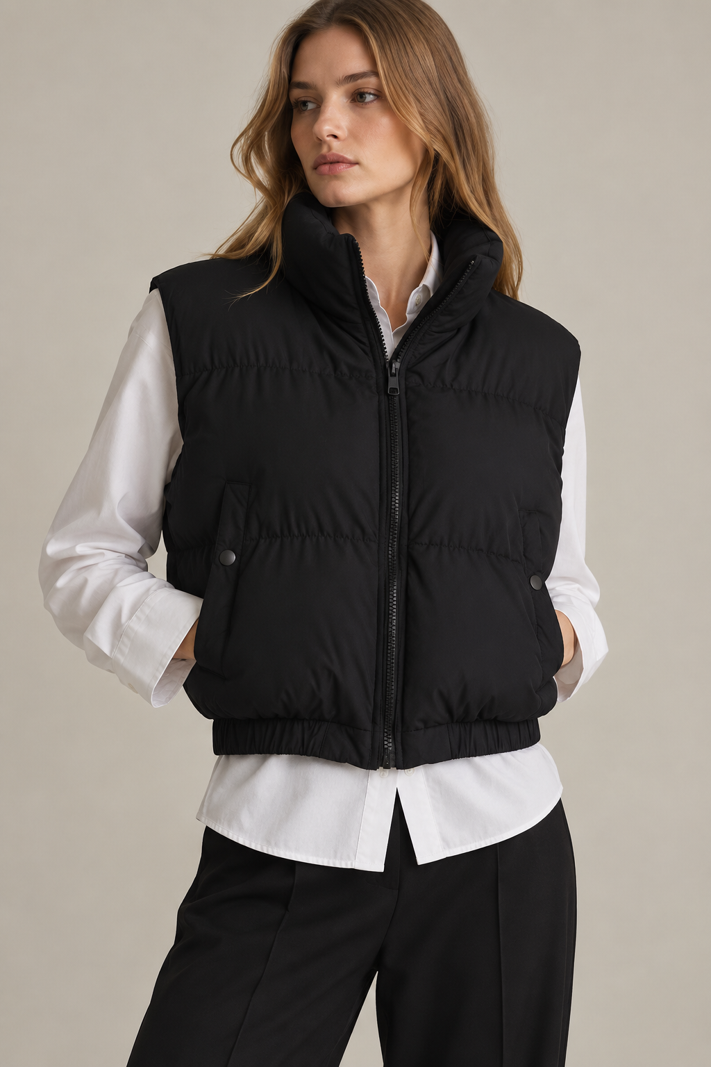Colete Puffer Preto Anwnd L
