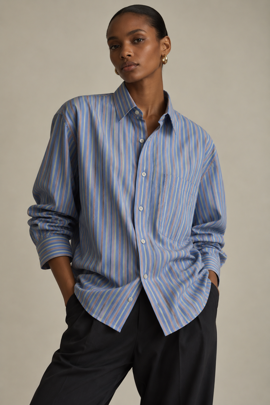 Camisa alfaiataria azul Enzo Baggio 40