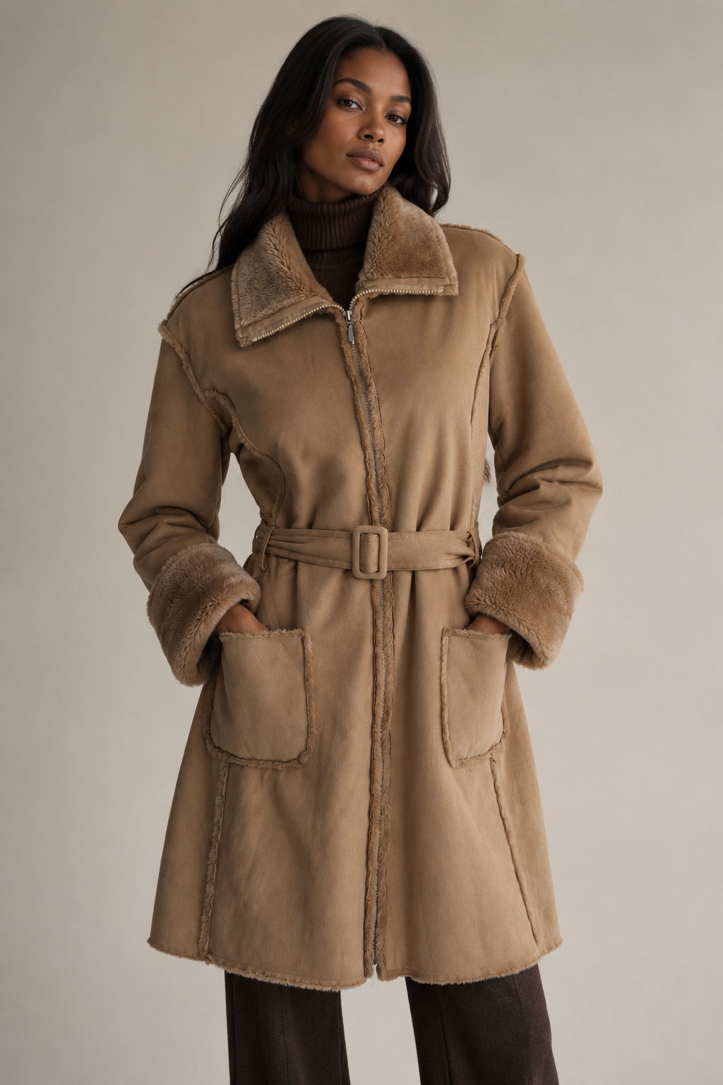 Casaco vintage pelo bege Last woman S