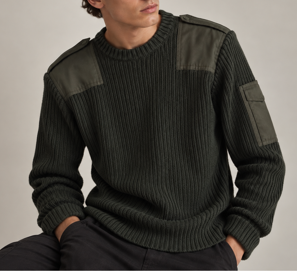 Suéter Masculino Vintage 50% Lã com Painéis nos Ombros | L–XL