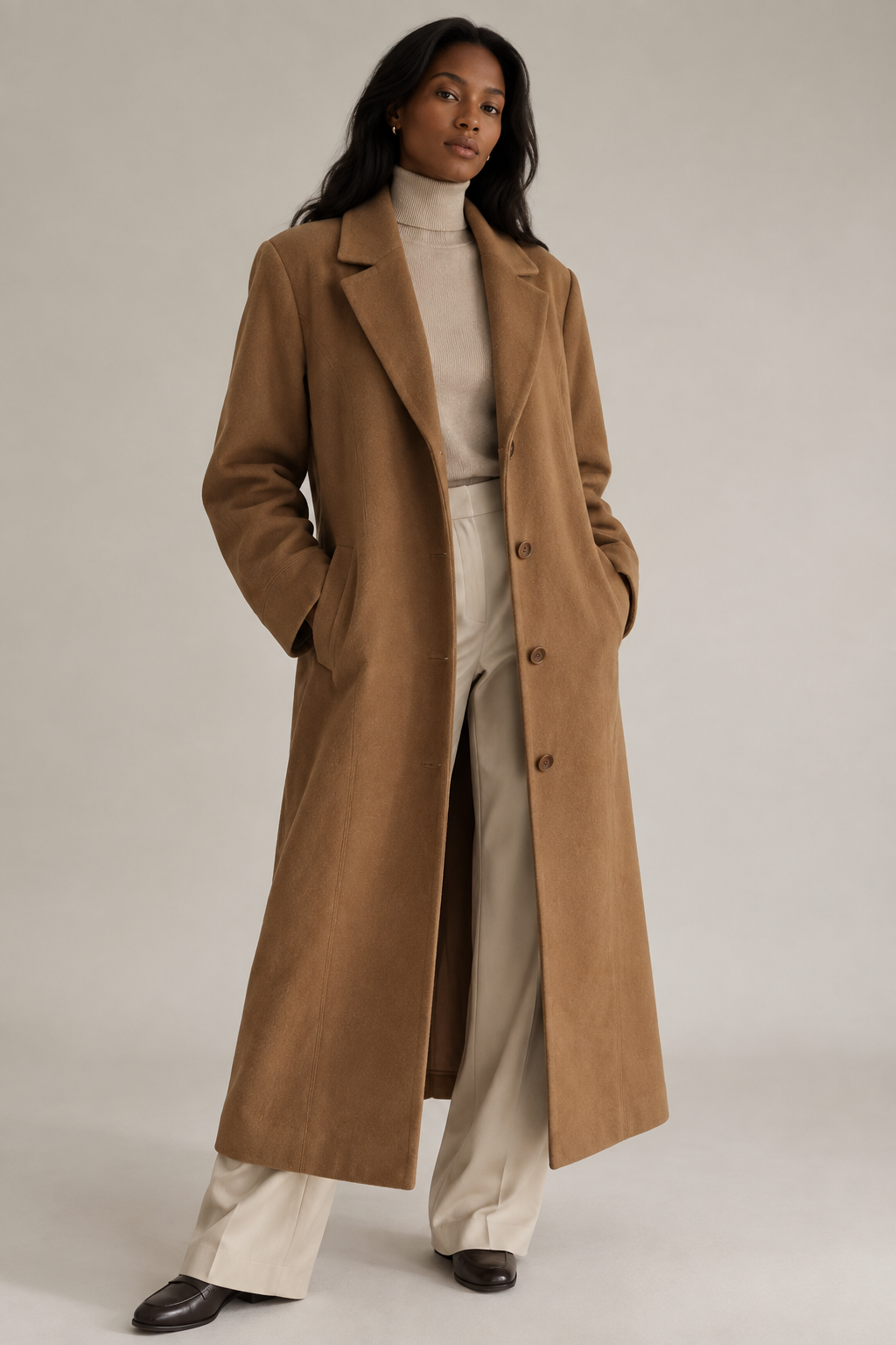 Sobretudo vintage lã e caseira bege Dali Classic 42