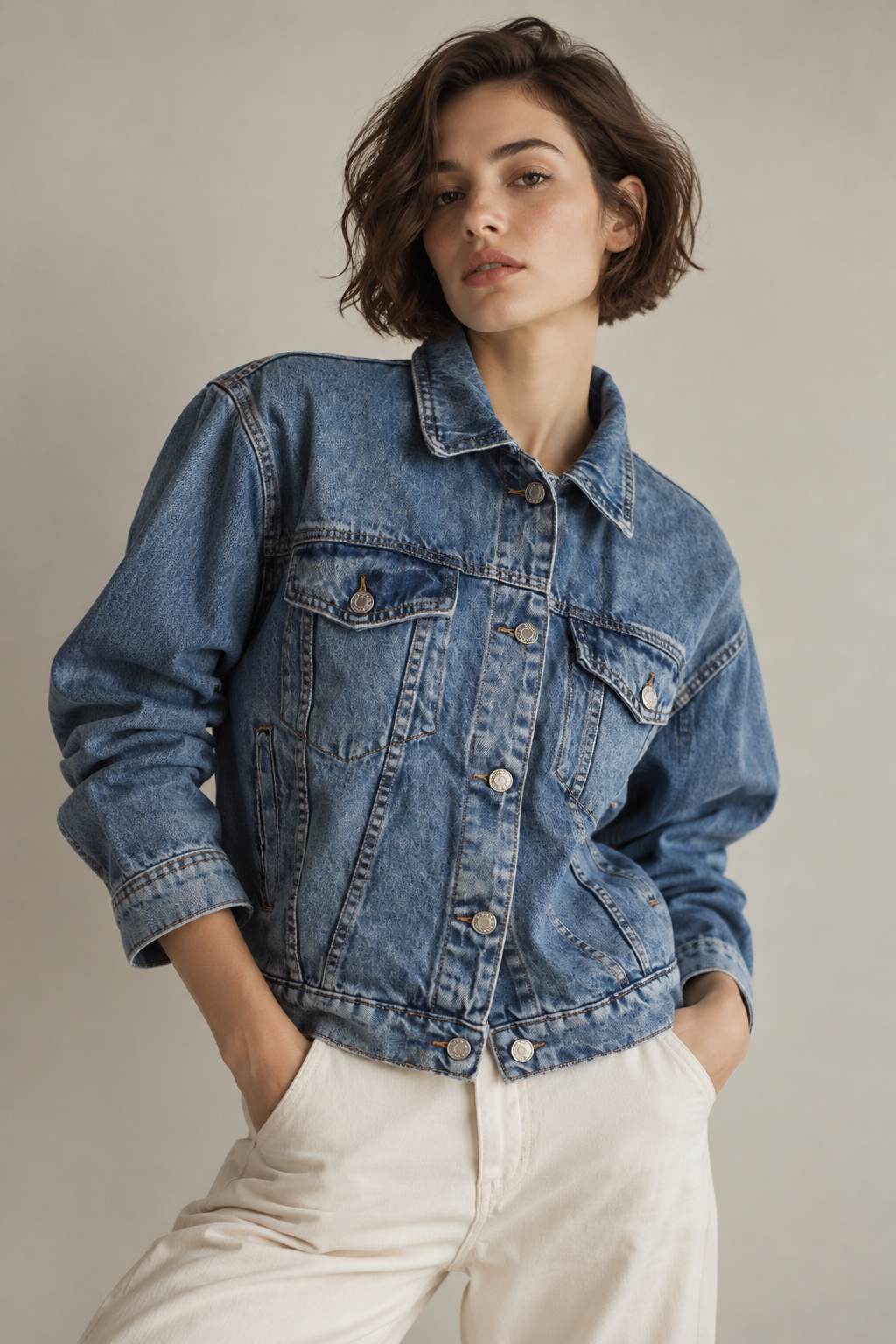 Jaqueta de ganga azul clássica Mango — Tamanho L