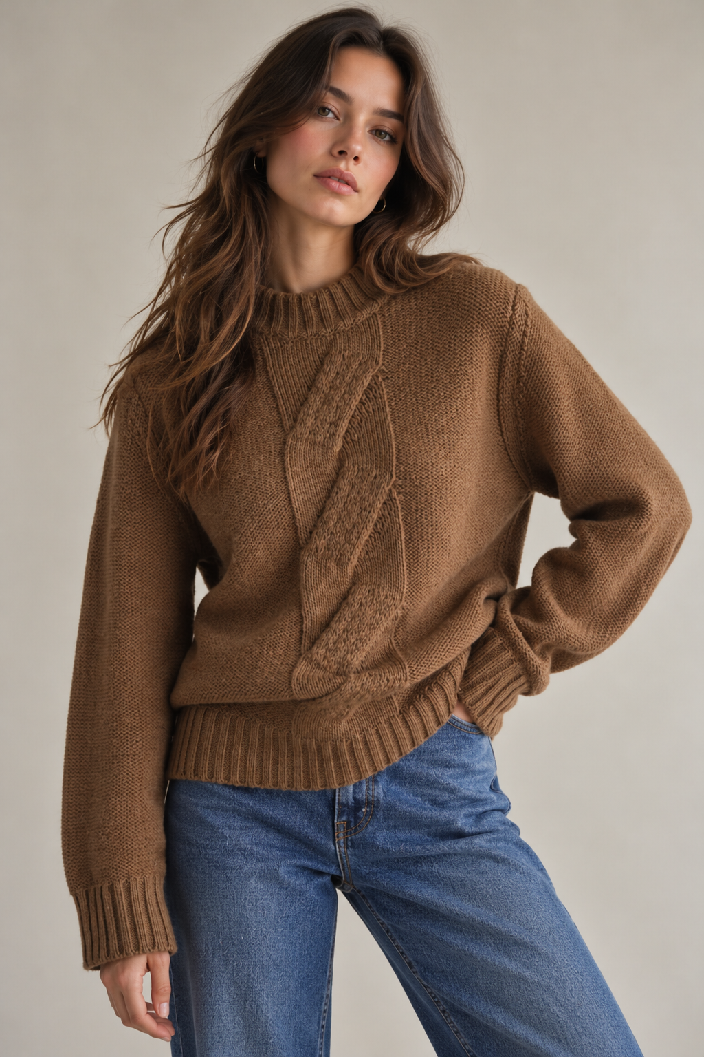 Camisola de malha camel unissexo Pedro del Hierro - M