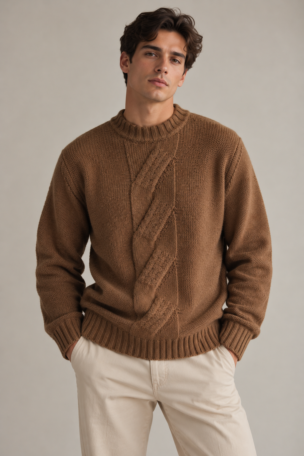 Camisola de malha camel unissexo Pedro del Hierro - M