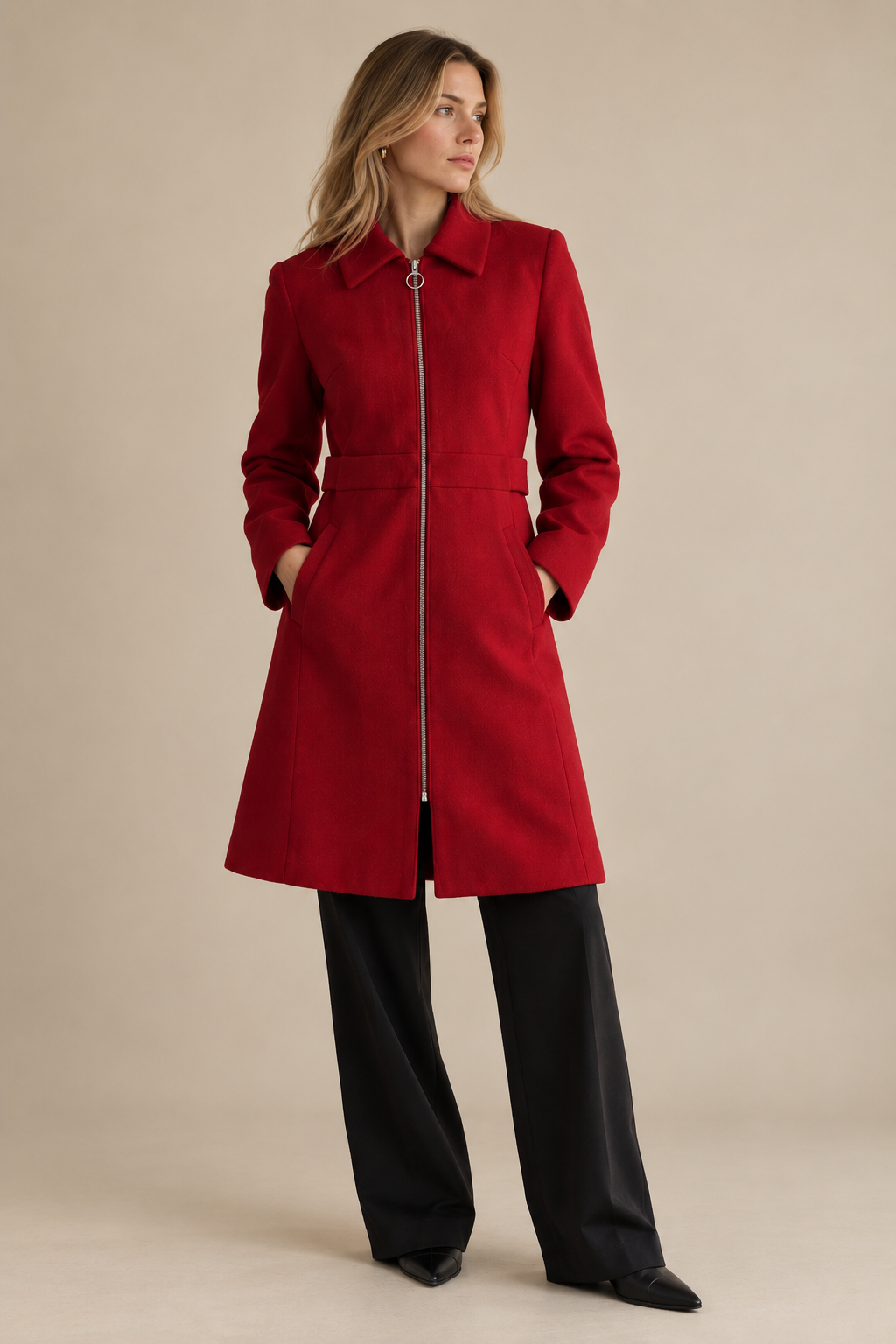 Sobretudo vermelho vintage La Redoute M
