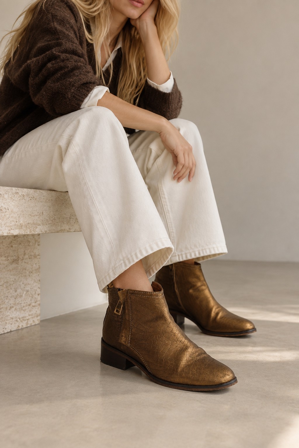 Botas Ankle Boot Bronze 38