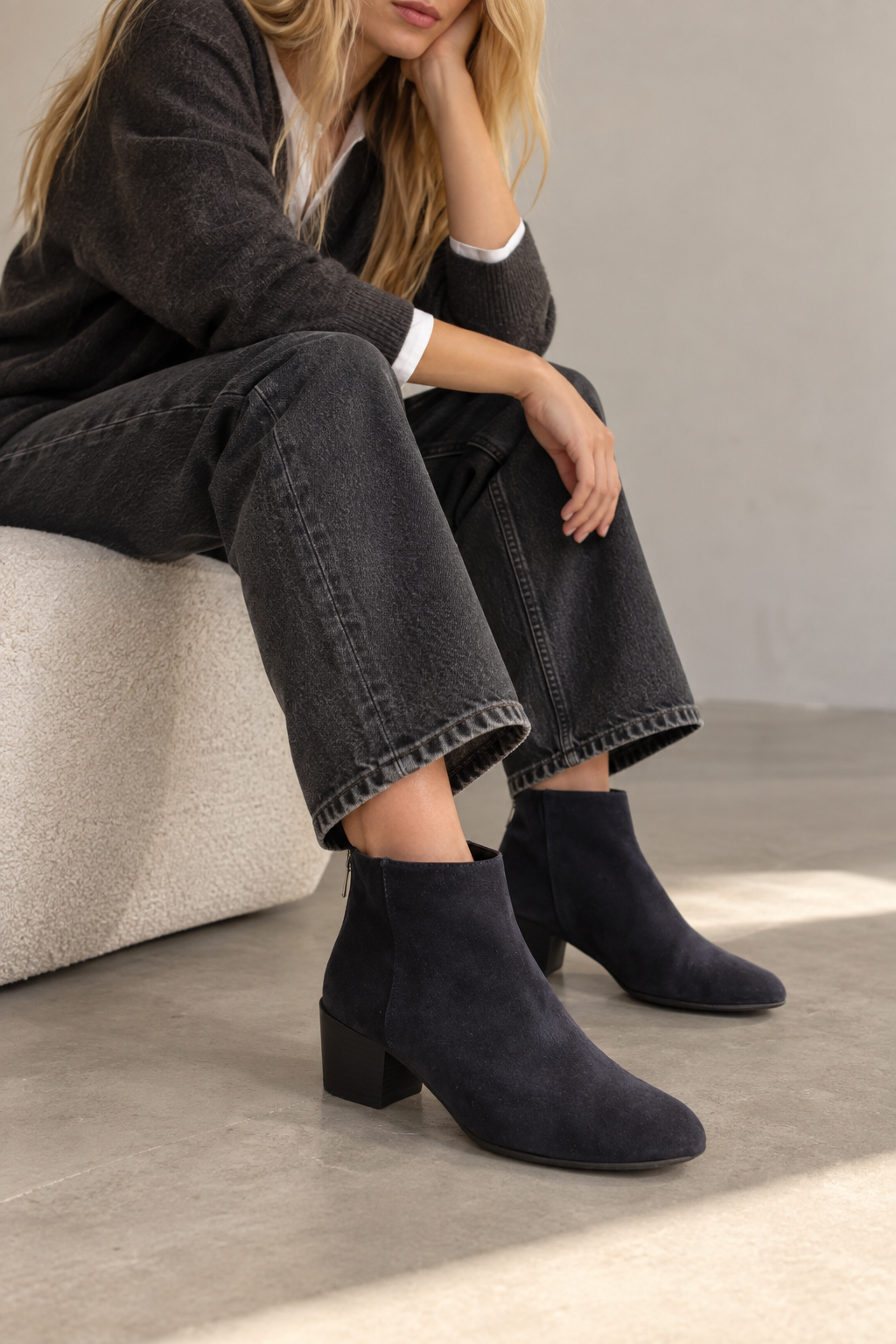 Bota Ankle Boot azul Camurça 40