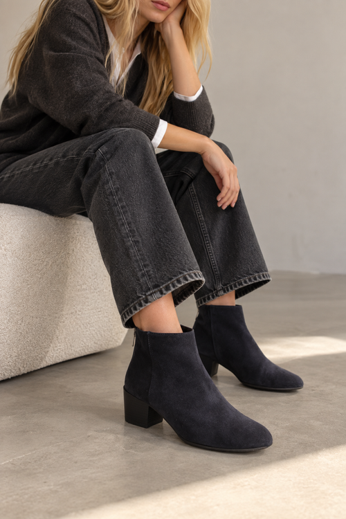 Bota Ankle Boot azul Camurça 40